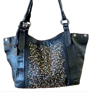 Frye Black and Gold Studded Shoulder Bag